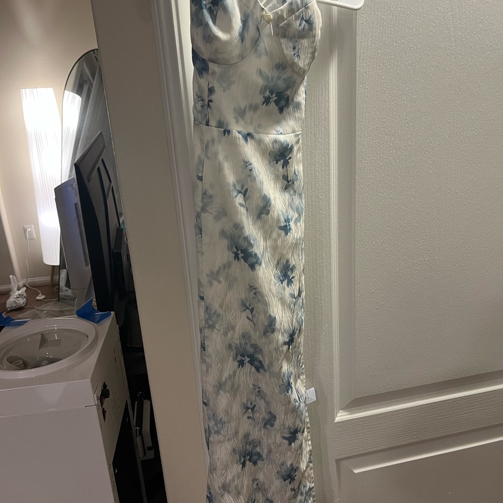 Elegant Blue Floral Women's Dress